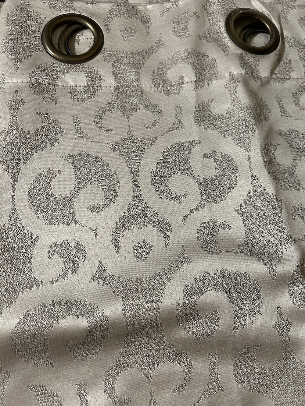 Neutral Scroll Pattern Grommet Curtain 4 Panels Brand 82” x 40”